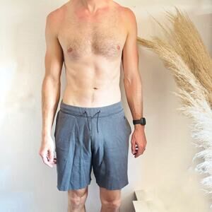MENS ABERCROMBIE FITCH Dark Grey Gray Tie Cotton Sweat Lounge 8” Shorts S